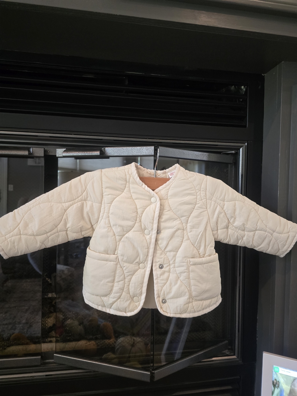 Zara Kids Quilted Jacket in Cream - Lightweight Button Front